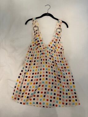 Alice and Olivia Polka Dot Sleeveless V-Neck Mini Dress - Multicolor